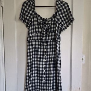 Madewell Navy and White Gingham Dress
